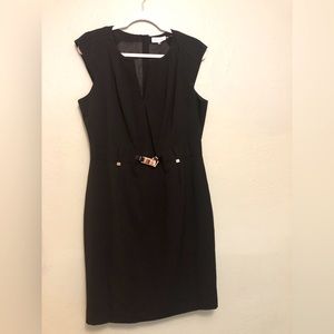 Calvin Klein Black Dress NWT Gold Tone Accents, Size 14